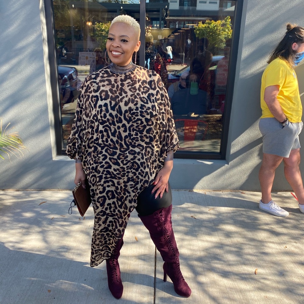 Asymmetrical Animal Print Top